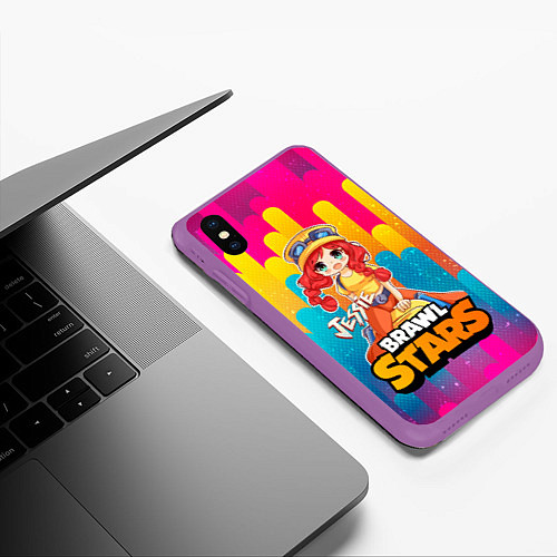 Чехол iPhone XS Max матовый Jessie Brawl Stars anime style / 3D-Фиолетовый – фото 3