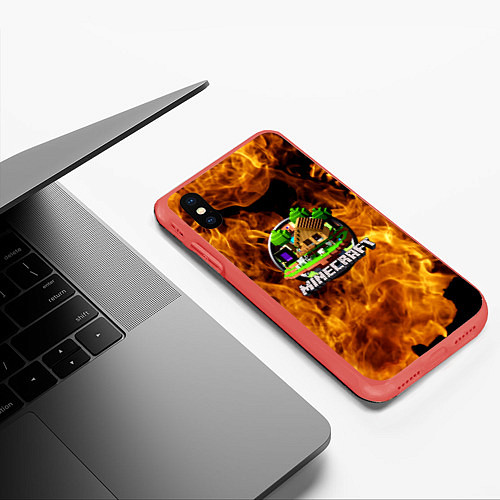 Чехол iPhone XS Max матовый Minecraft / 3D-Красный – фото 3