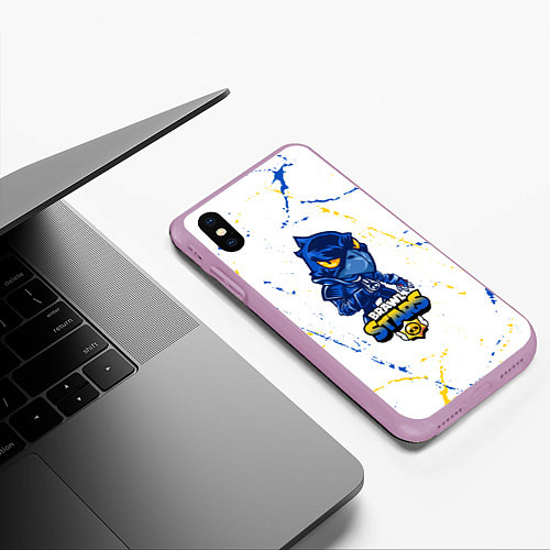 Чехол iPhone XS Max матовый BRAWL STARS CROW ВОРОН / 3D-Сиреневый – фото 3