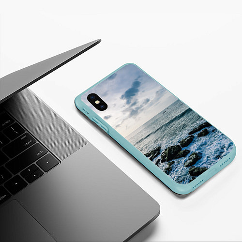 Чехол iPhone XS Max матовый Море / 3D-Мятный – фото 3