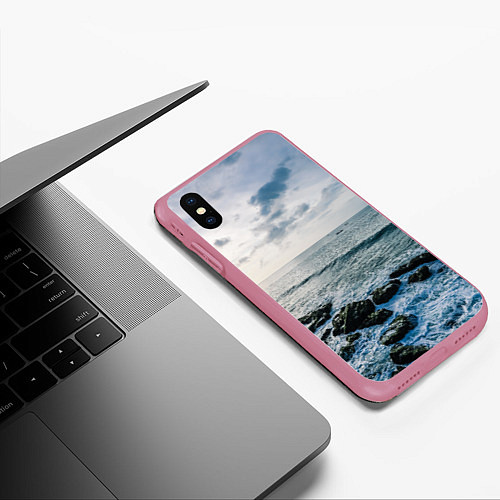 Чехол iPhone XS Max матовый Море / 3D-Малиновый – фото 3