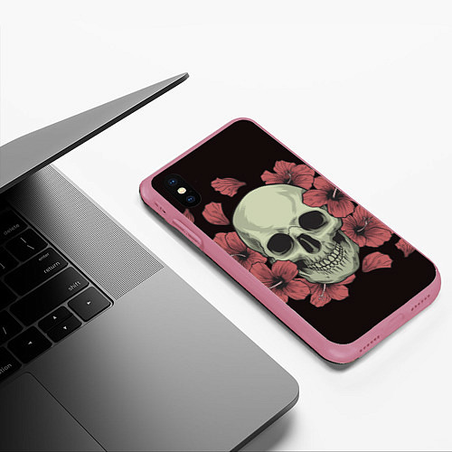 Чехол iPhone XS Max матовый Skull in red 2 / 3D-Малиновый – фото 3