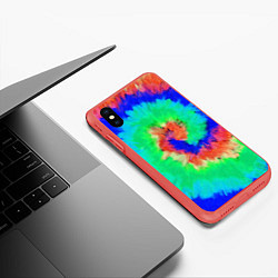 Чехол iPhone XS Max матовый ХИППИ ТАЙ ДАЙ, цвет: 3D-красный — фото 2