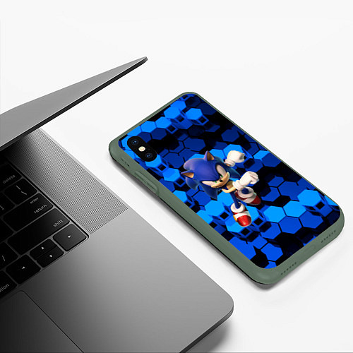 Чехол iPhone XS Max матовый Sonic / 3D-Темно-зеленый – фото 3