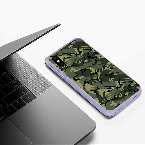 Чехол iPhone XS Max матовый Камуфляж / 3D-Светло-сиреневый – фото 3