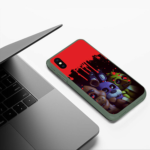Чехол iPhone XS Max матовый Five Nights At Freddys / 3D-Темно-зеленый – фото 3
