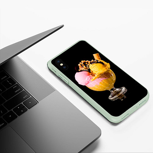 Чехол iPhone XS Max матовый Мороженое / 3D-Салатовый – фото 3