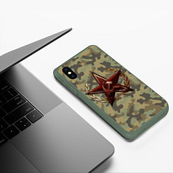Чехол iPhone XS Max матовый Советская звезда, цвет: 3D-темно-зеленый — фото 2