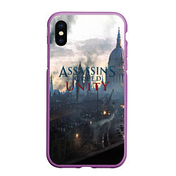 Чехол iPhone XS Max матовый Assassin’s Creed Unity, цвет: 3D-фиолетовый