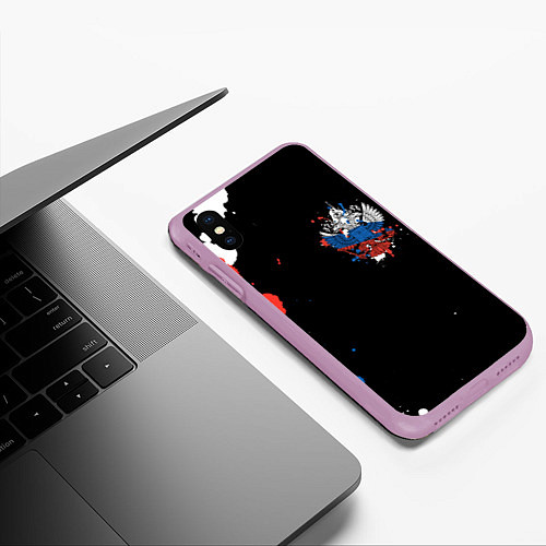 Чехол iPhone XS Max матовый Герб / 3D-Сиреневый – фото 3