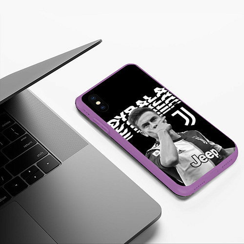 Чехол iPhone XS Max матовый Paulo Dybala / 3D-Фиолетовый – фото 3