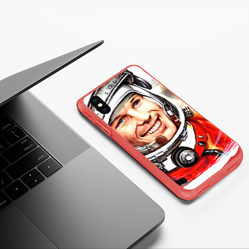 Чехол iPhone XS Max матовый Юрий Гагарин 1 / 3D-Красный – фото 3