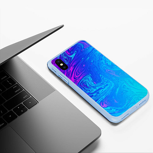 Чехол iPhone XS Max матовый BACKGROUND IN NEON / 3D-Голубой – фото 3