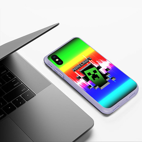 Чехол iPhone XS Max матовый Minecraft S / 3D-Светло-сиреневый – фото 3