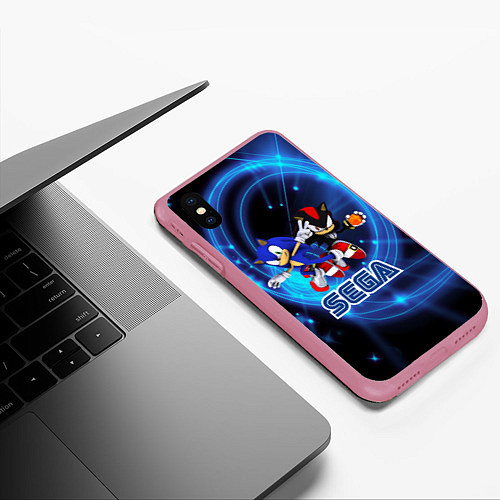 Чехол iPhone XS Max матовый Sonic SEGA / 3D-Малиновый – фото 3