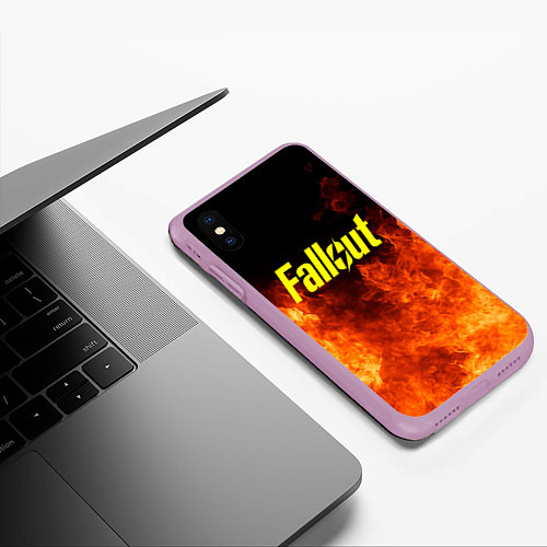 Чехол iPhone XS Max матовый FALLOUT ФЭЛЛАУТ / 3D-Сиреневый – фото 3