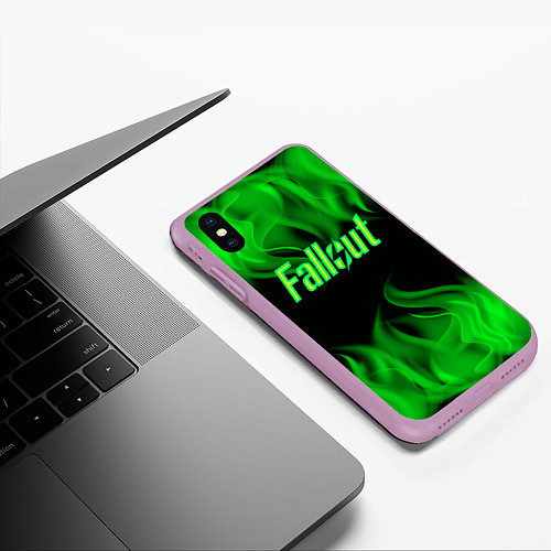 Чехол iPhone XS Max матовый FALLOUT ФЭЛЛАУТ / 3D-Сиреневый – фото 3