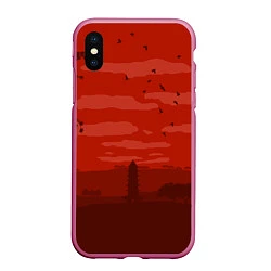 Чехол iPhone XS Max матовый Сакура, цвет: 3D-малиновый