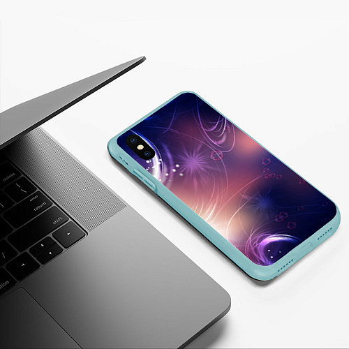 Чехол iPhone XS Max матовый Абстракция / 3D-Мятный – фото 3