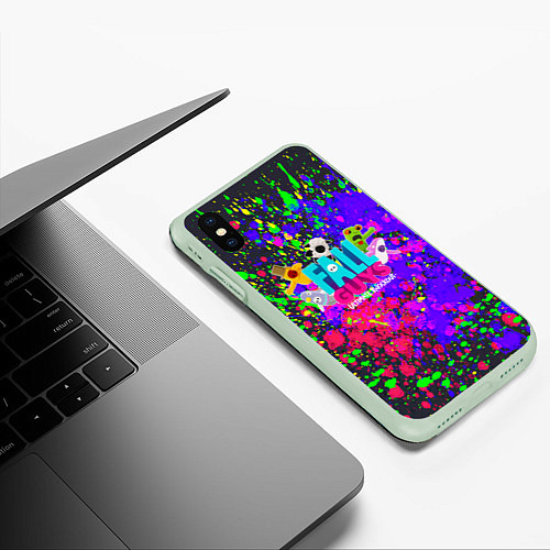 Чехол iPhone XS Max матовый Fall Guys / 3D-Салатовый – фото 3