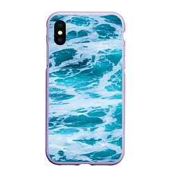 Чехол iPhone XS Max матовый Вода волны пена море, цвет: 3D-светло-сиреневый