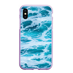 Чехол iPhone XS Max матовый Вода волны пена море, цвет: 3D-сиреневый