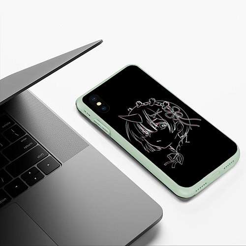 Чехол iPhone XS Max матовый Re:Zero / 3D-Салатовый – фото 3