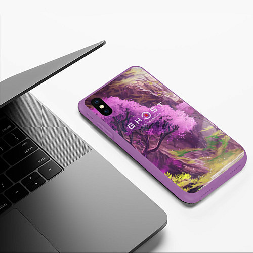 Чехол iPhone XS Max матовый Ghost of Tsushima / 3D-Фиолетовый – фото 3