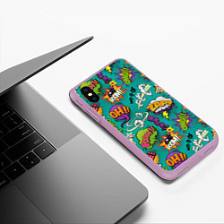 Чехол iPhone XS Max матовый Pop art comics, цвет: 3D-сиреневый — фото 2