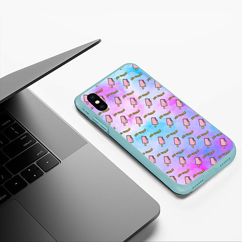 Чехол iPhone XS Max матовый BLACKPINK ICE CREAM / 3D-Мятный – фото 3