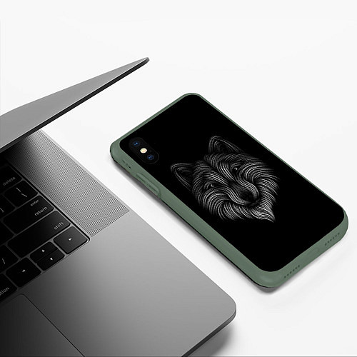 Чехол iPhone XS Max матовый Wolf / 3D-Темно-зеленый – фото 3