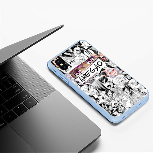 Чехол iPhone XS Max матовый Ахегао Ahegao / 3D-Голубой – фото 3