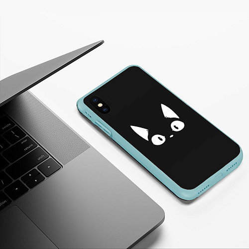Чехол iPhone XS Max матовый Кошачья мордочка / 3D-Мятный – фото 3