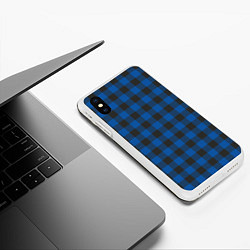 Чехол iPhone XS Max матовый Синяя клетка, цвет: 3D-белый — фото 2