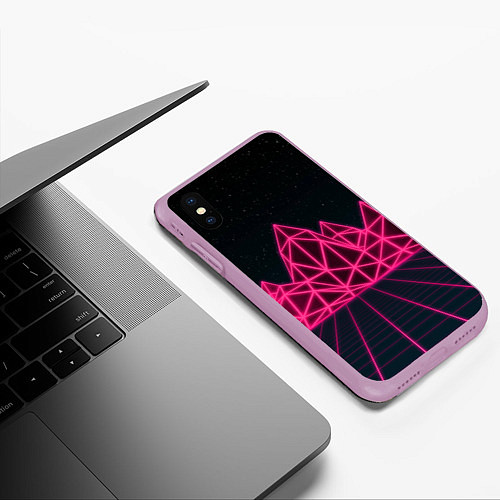 Чехол iPhone XS Max матовый Неоновые Горы / 3D-Сиреневый – фото 3