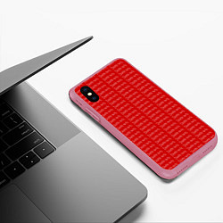 Чехол iPhone XS Max матовый Death note pattern red, цвет: 3D-малиновый — фото 2