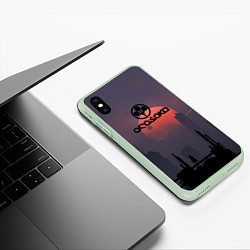 Чехол iPhone XS Max матовый Cyberpunk 2077 - Arasaka, цвет: 3D-салатовый — фото 2