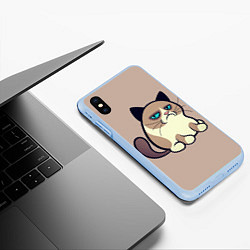 Чехол iPhone XS Max матовый Великий Grumpy Cat, цвет: 3D-голубой — фото 2