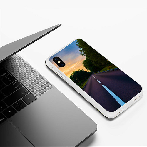 Чехол iPhone XS Max матовый Дорога / 3D-Белый – фото 3