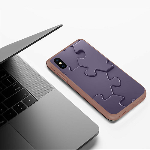 Чехол iPhone XS Max матовый Puzzles / 3D-Коричневый – фото 3