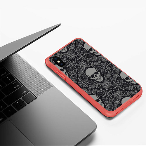 Чехол iPhone XS Max матовый Skulls / 3D-Красный – фото 3