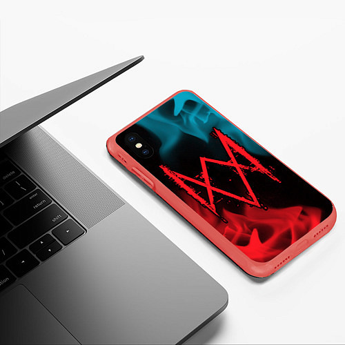 Чехол iPhone XS Max матовый WATCH DOGS LEGION ВОТЧ ДОГС / 3D-Красный – фото 3