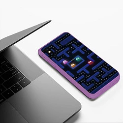 Чехол iPhone XS Max матовый Pacman, цвет: 3D-фиолетовый — фото 2