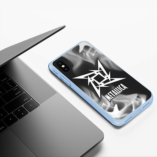 Чехол iPhone XS Max матовый METALLICA МЕТАЛЛИКА / 3D-Голубой – фото 3