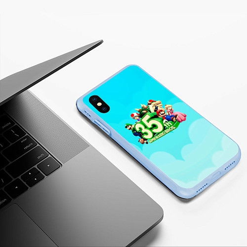 Чехол iPhone XS Max матовый Mario / 3D-Голубой – фото 3