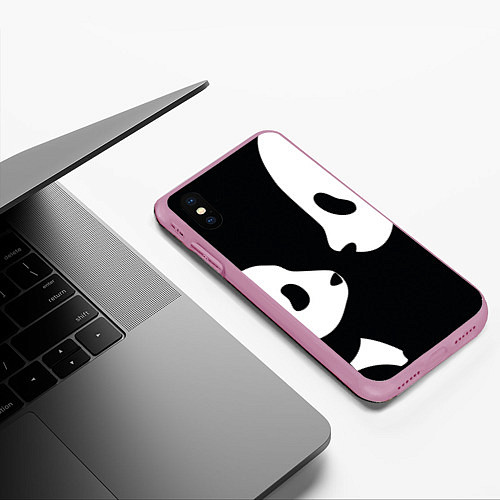 Чехол iPhone XS Max матовый Panda / 3D-Розовый – фото 3