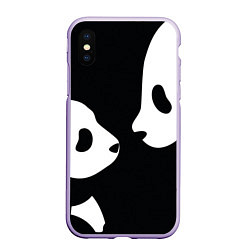 Чехол iPhone XS Max матовый Panda, цвет: 3D-светло-сиреневый