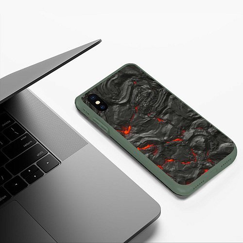 Чехол iPhone XS Max матовый Застывшая лава / 3D-Темно-зеленый – фото 3