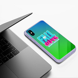 Чехол iPhone XS Max матовый FALL GUYS, цвет: 3D-светло-сиреневый — фото 2