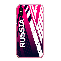 Чехол iPhone XS Max матовый Russia, цвет: 3D-розовый